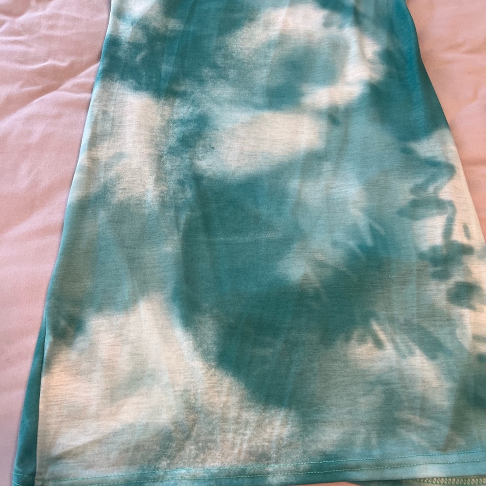 Teal Tie-Dye Dress with Knot Detail - Picture 8 of 8